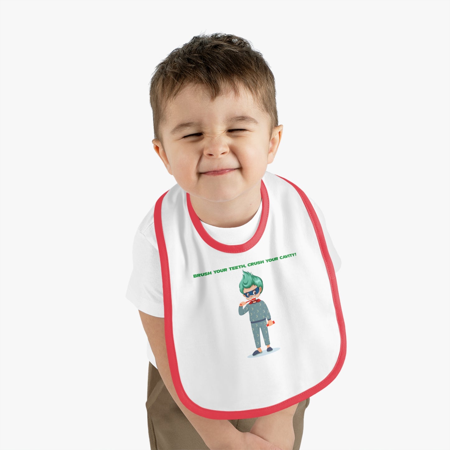 Baby Bib - Super kiddo brushing teeth