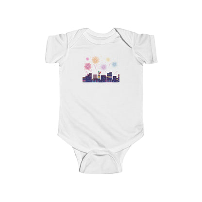 Infant Bodysuit - Super kiddo with fireworks - [[{"value":"Wonderwear Kid"}]]