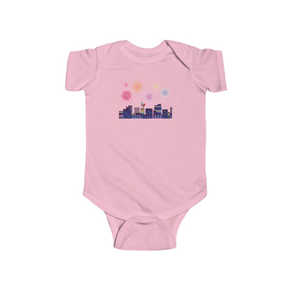 Infant Bodysuit - Super kiddo with fireworks - [[{"value":"Wonderwear Kid"}]]
