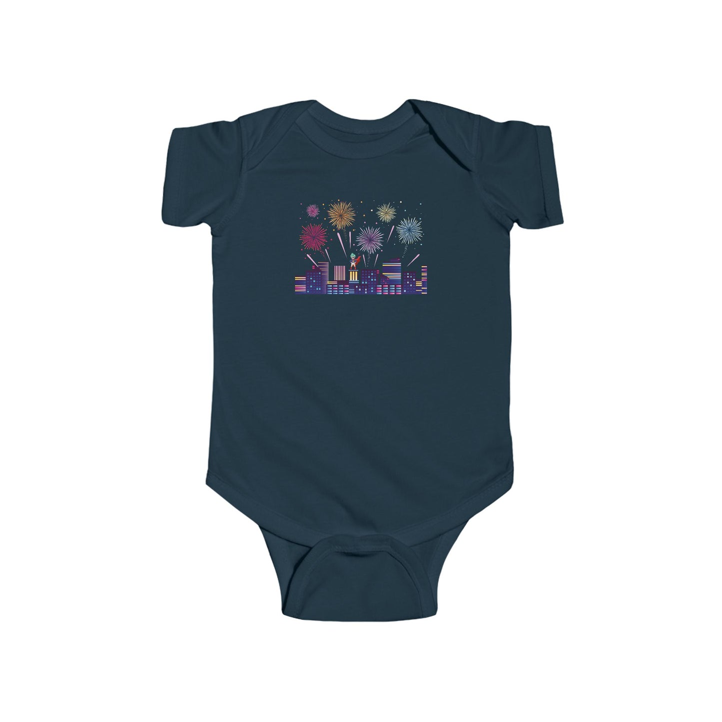 Infant Bodysuit - Super kiddo with fireworks - [[{"value":"Wonderwear Kid"}]]