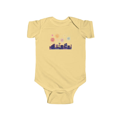 Infant Bodysuit - Super kiddo with fireworks - [[{"value":"Wonderwear Kid"}]]
