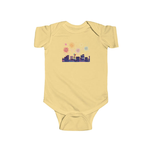 Infant Bodysuit - Super kiddo with fireworks - [[{"value":"Wonderwear Kid"}]]