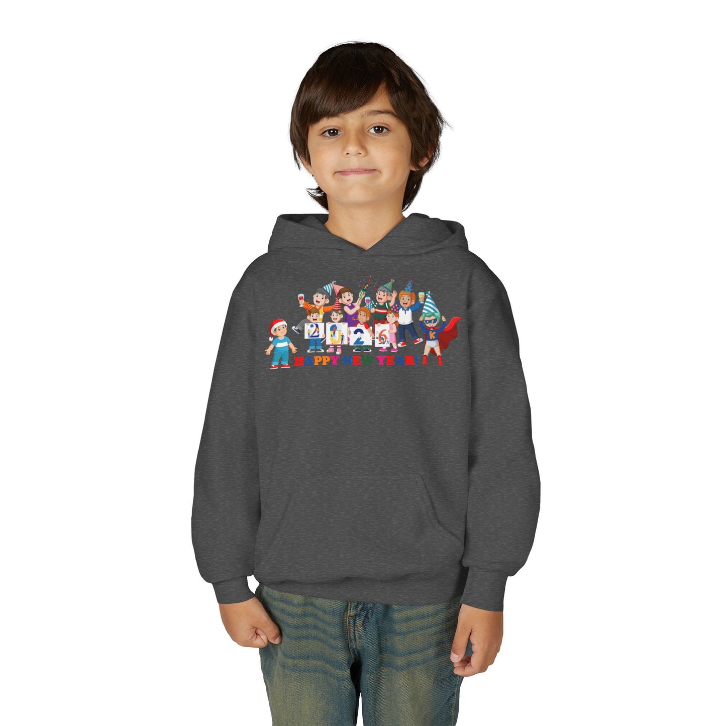 Youth Heavy Blend Hooded Sweatshirt - Happy new year from super kiddo