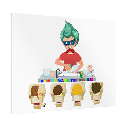 Rolled Posters - Little kiddo teaching to wash dishes - [[{"value":"Wonderwear Kid"}]]