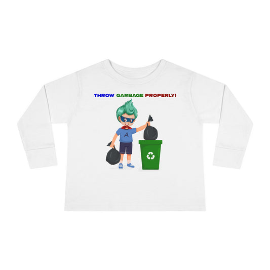 Toddler Long Sleeve Tee - Super kiddo taking trash out - [[{"value":"Wonderwear Kid"}]]