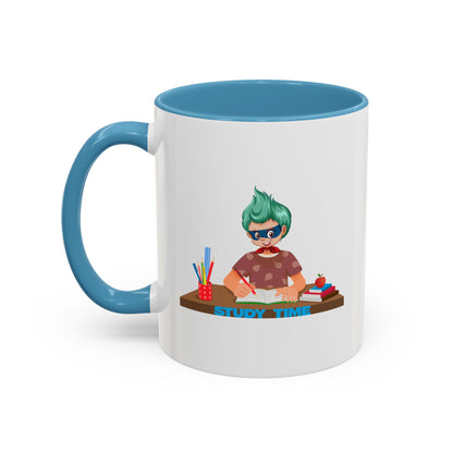 Accent Coffee Mug - Super kiddo studying - [[{"value":"Wonderwear Kid"}]]