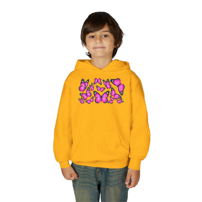 Youth Heavy Blend Hooded Sweatshirt -  Beautiful purple monarch Printify