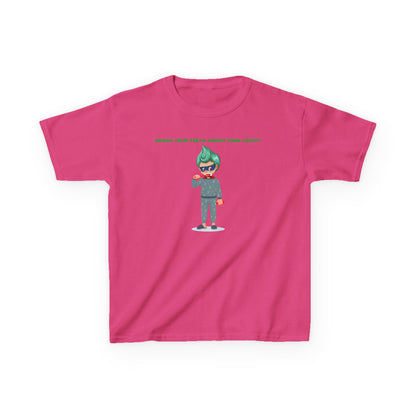 Kids Heavy Cotton™ Tee - Super kiddo brushing teeth - [[{"value":"Wonderwear Kid"}]]