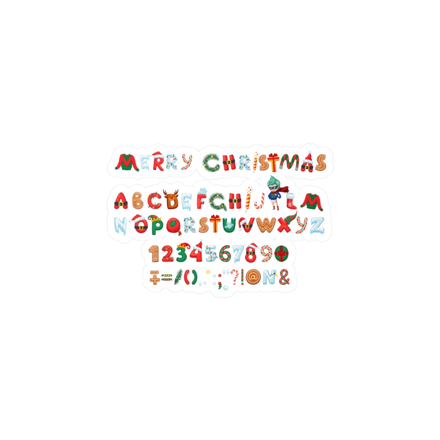 Christmas Kiss-Cut Vinyl Decals – Christmas alphabet
