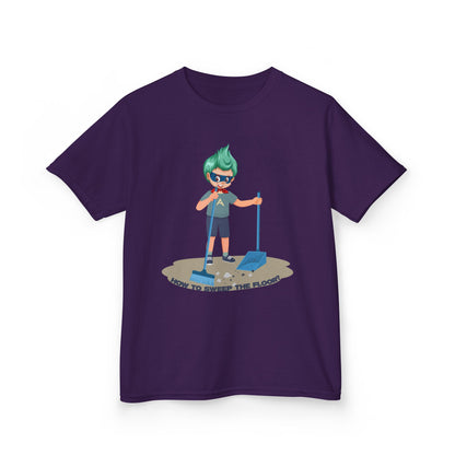 Kids Heavy Cotton™ Tee - Super kiddo sweeping floor - [[{"value":"Wonderwear Kid"}]]