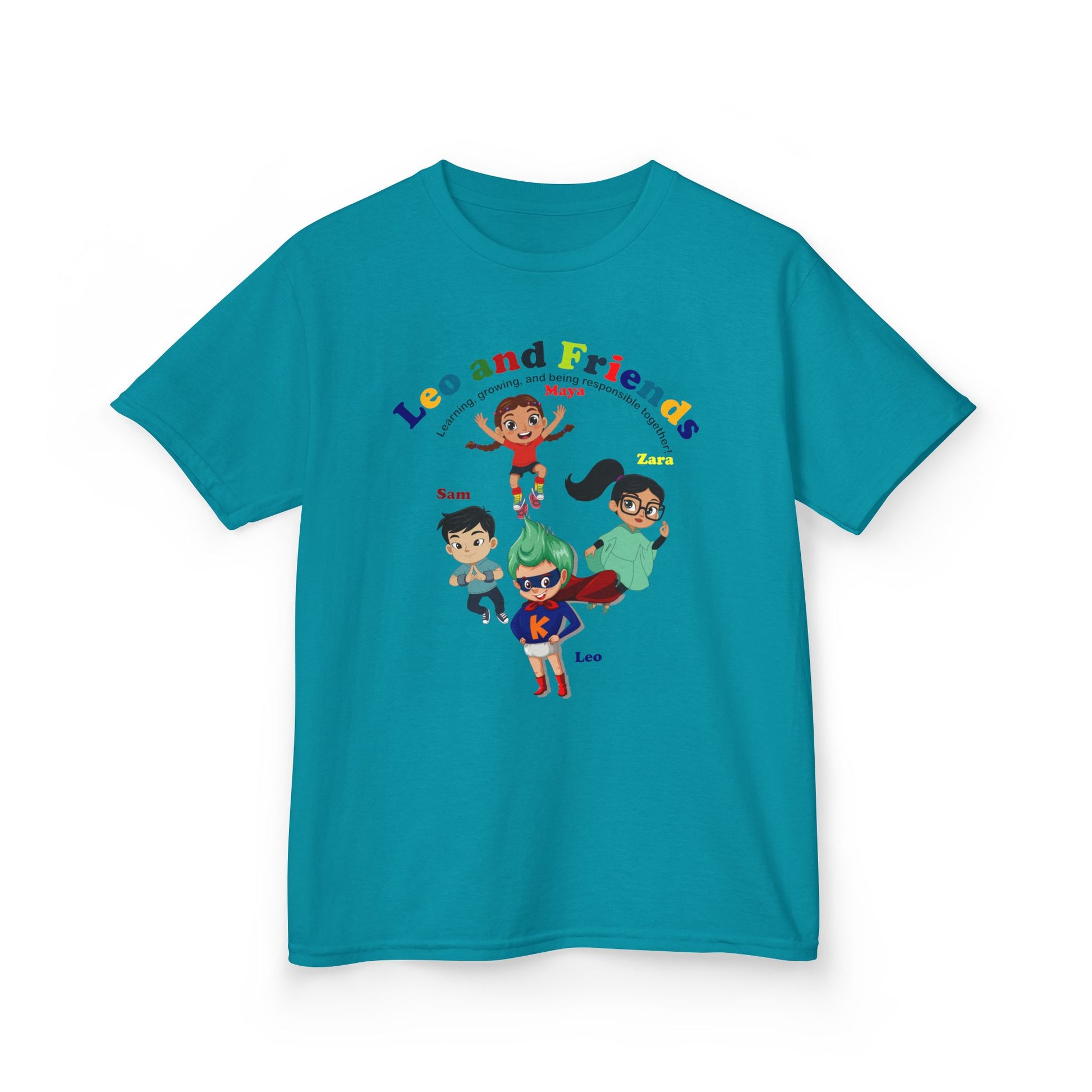 Kids Heavy Cotton™ Tee - Leo & Friends - Learning and growing - [[{"value":"Wonderwear Kid"}]]