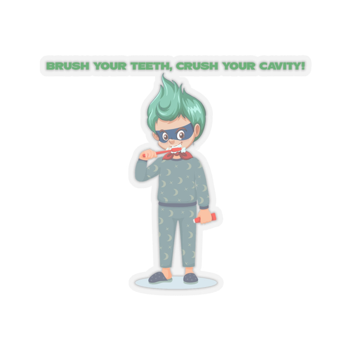 Kiss-Cut Stickers - Super kiddo brushing teeth - [[{"value":"Wonderwear Kid"}]]