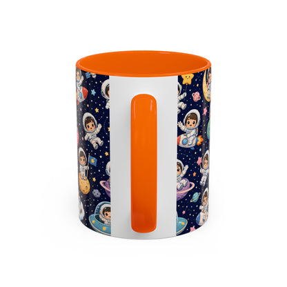 Accent Coffee Mug  (11/15 oz) - Kawaii Astronauts in a Starry Space Adventure