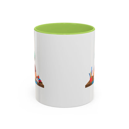 Accent Coffee Mug - Super kiddo studying - [[{"value":"Wonderwear Kid"}]]