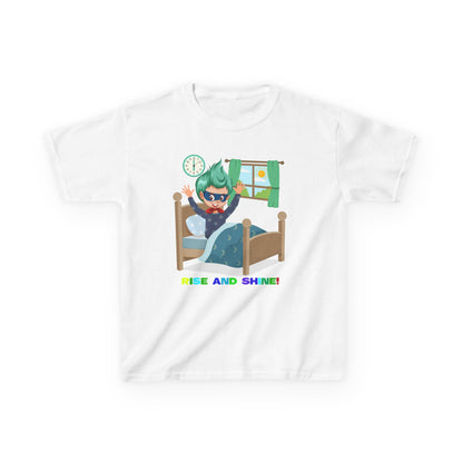 Kids Heavy Cotton™ Tee - Super kiddo teaches us to wake up early - [[{"value":"Wonderwear Kid"}]]