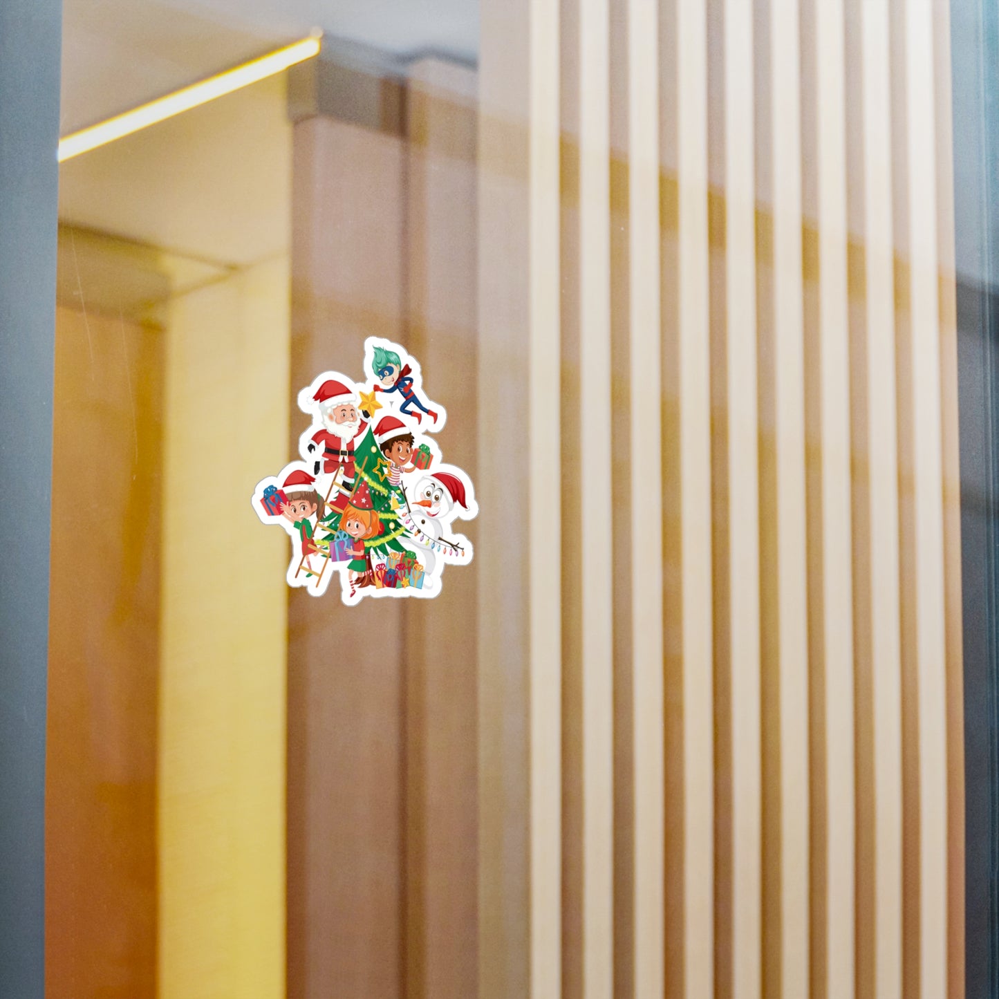 Christmas Kiss-Cut Vinyl Decals – Super kiddo making christmas tree - [[{"value":"Wonderwear Kid"}]]