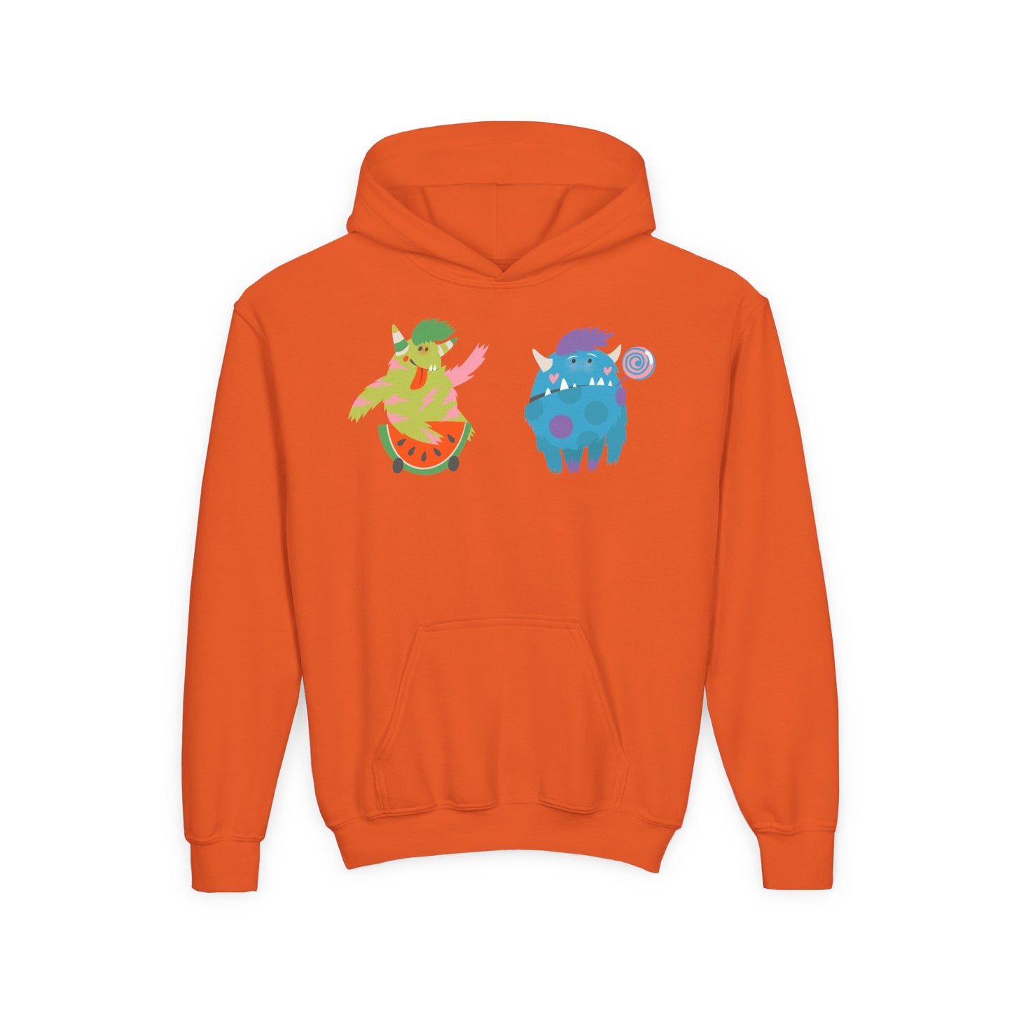 Youth Heavy Blend Hooded Sweatshirt - Funny Toothy monsters