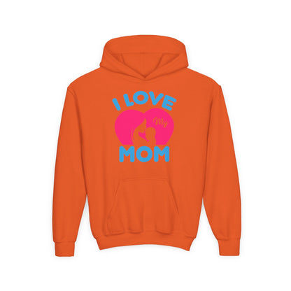 Youth Heavy Blend Hooded Sweatshirt -  i love my mom logo Printify