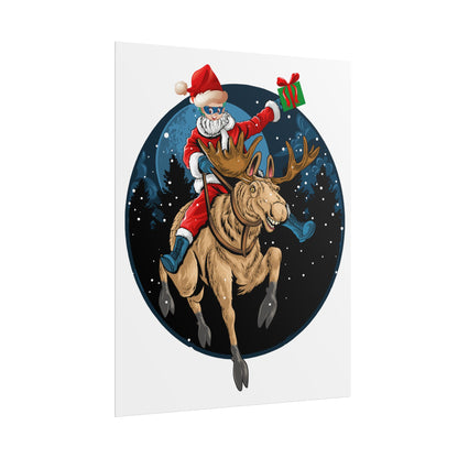 Rolled Posters - Super kiddo riding a reindeer - [[{"value":"Wonderwear Kid"}]]
