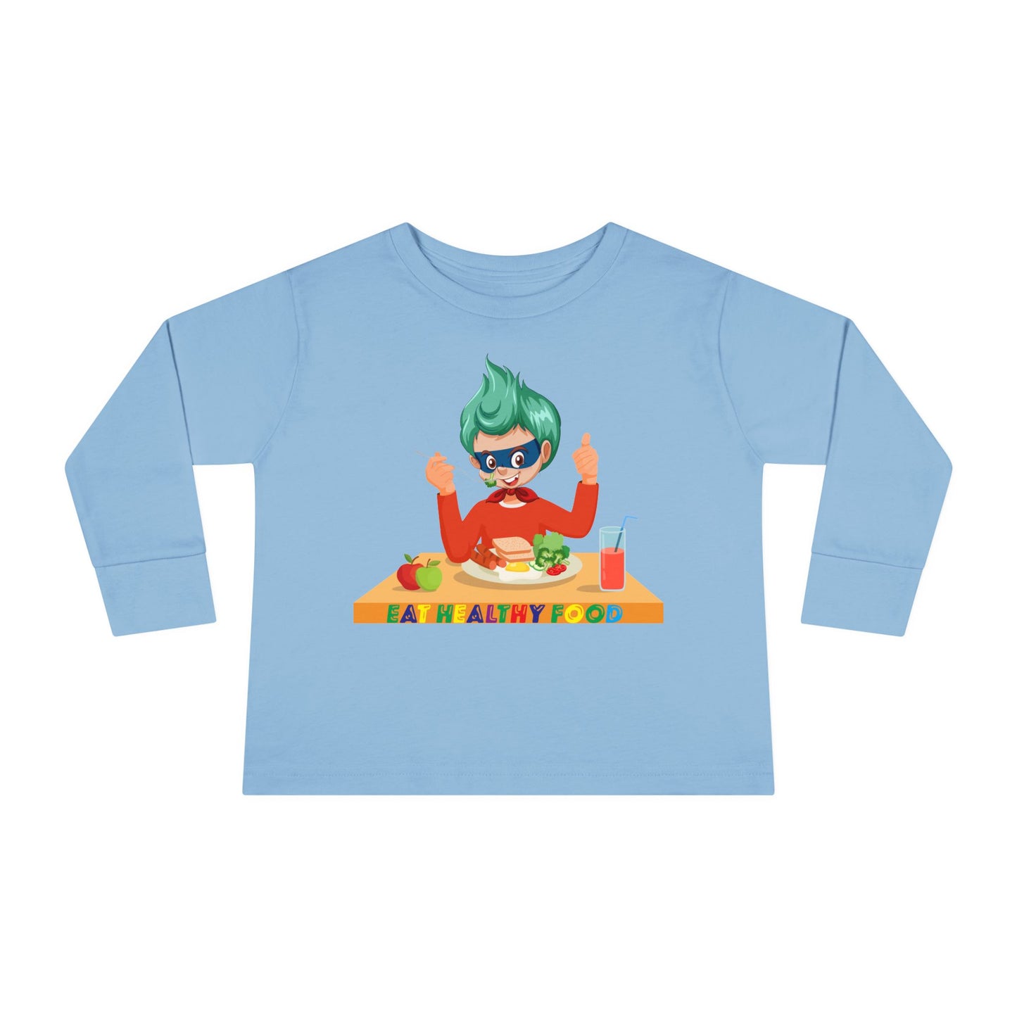 Toddler Long Sleeve Tee - Super kiddo eating healthy breafast - [[{"value":"Wonderwear Kid"}]]