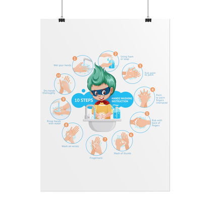 Rolled Posters - Super kiddo hand washing steps - [[{"value":"Wonderwear Kid"}]]