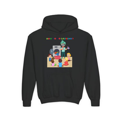 Youth Heavy Blend Hooded Sweatshirt - super kiddo teaching laundry - [[{"value":"Wonderwear Kid"}]]