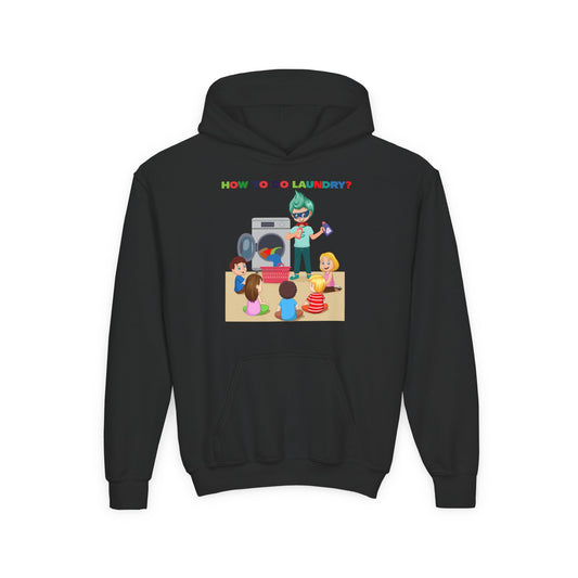 Youth Heavy Blend Hooded Sweatshirt - super kiddo teaching laundry - [[{"value":"Wonderwear Kid"}]]