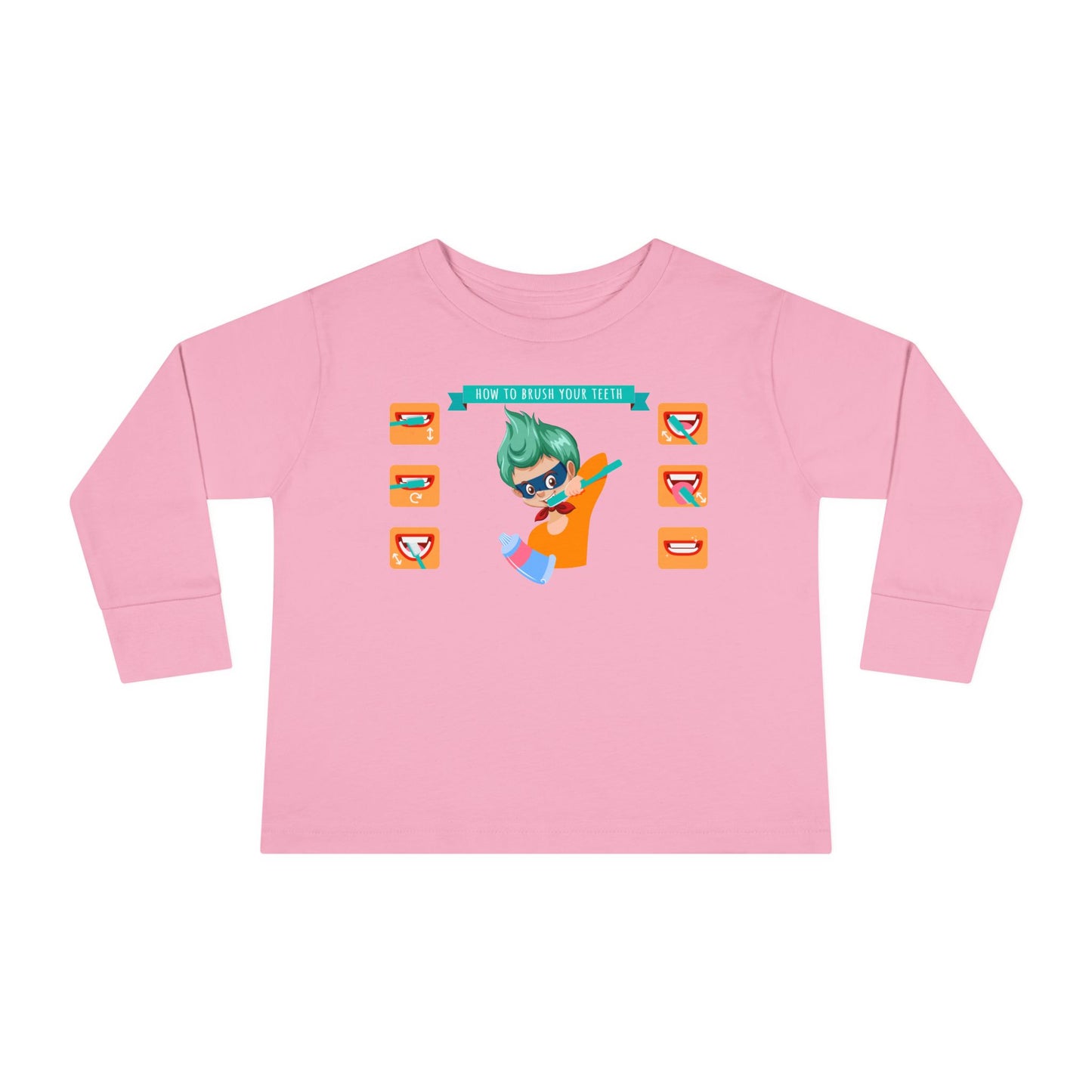 Toddler Long Sleeve Tee - Super kiddo how to brush teeth - [[{"value":"Wonderwear Kid"}]]
