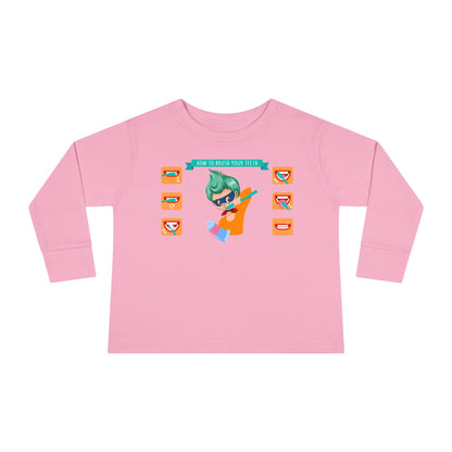 Toddler Long Sleeve Tee - Super kiddo how to brush teeth - [[{"value":"Wonderwear Kid"}]]