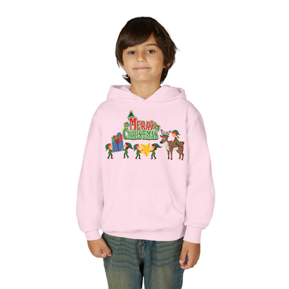 Youth Heavy Blend Hooded Sweatshirt - Merry christmas and reindeer - [[{"value":"Wonderwear Kid"}]]