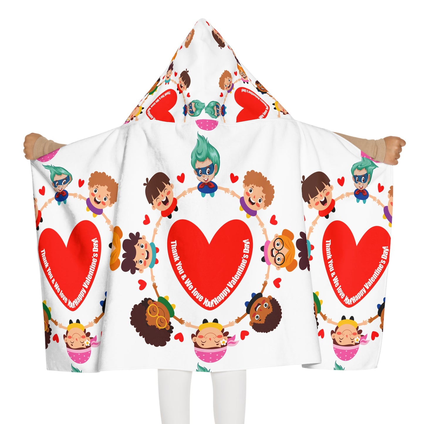 Kids' cute hooded towel- Cute heart designs for valentines - [[{"value":"Wonderwear Kid"}]]