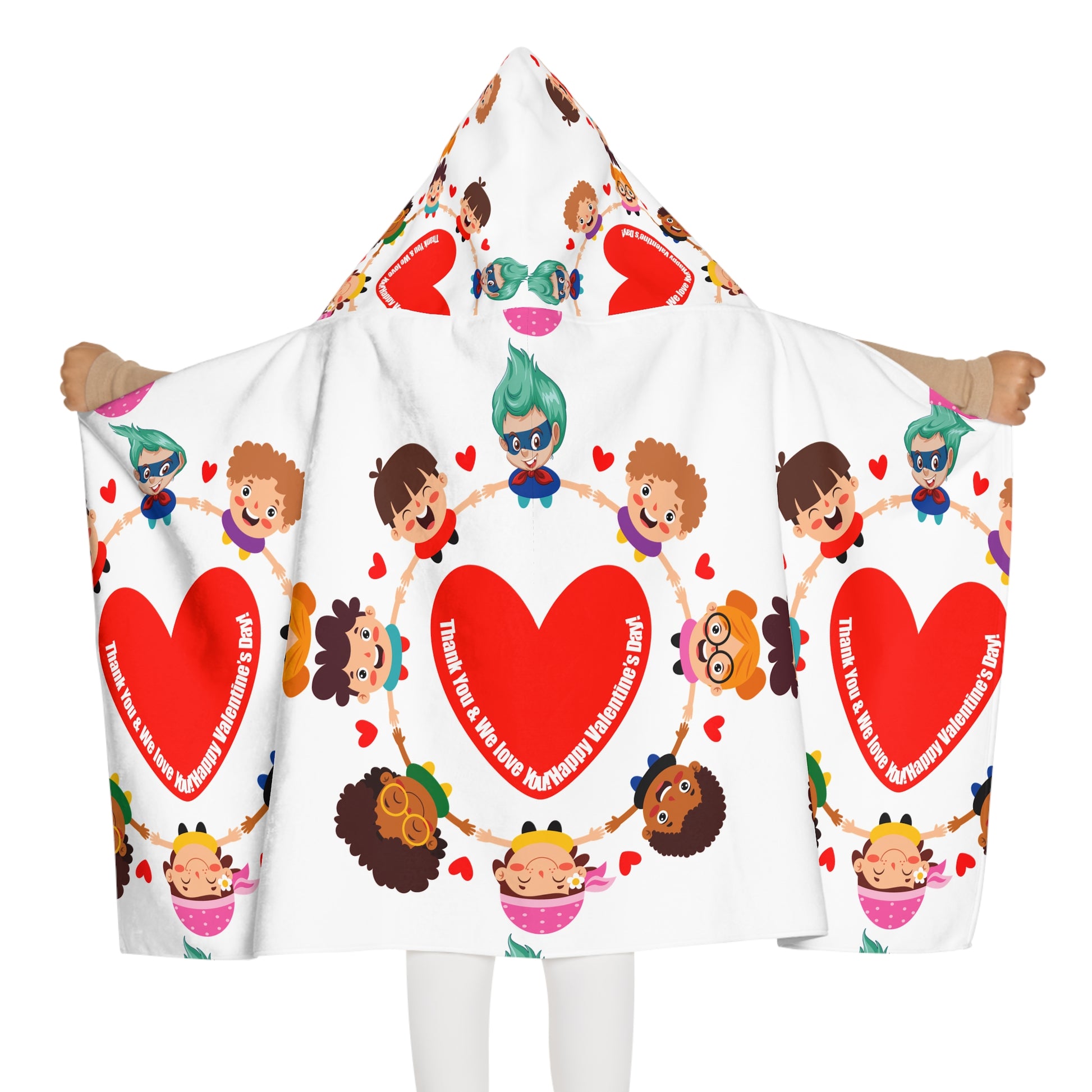 Kids' cute hooded towel- Cute heart designs for valentines - [[{"value":"Wonderwear Kid"}]]