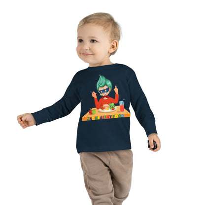 Toddler Long Sleeve Tee - Super kiddo eating healthy breafast - [[{"value":"Wonderwear Kid"}]]