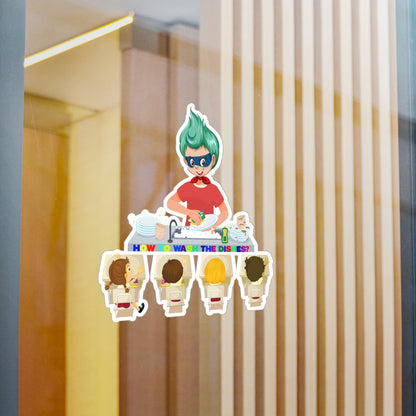 Halloween Kiss-Cut Vinyl Decals – Little kiddo teaching to wash dishes - [[{"value":"Wonderwear Kid"}]]