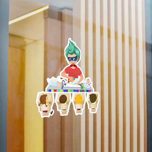 Halloween Kiss-Cut Vinyl Decals – Little kiddo teaching to wash dishes - [[{"value":"Wonderwear Kid"}]]