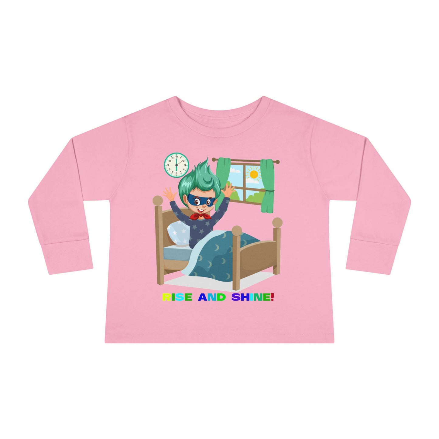 Toddler Long Sleeve Tee - Super kiddo teaches us to wake up early - [[{"value":"Wonderwear Kid"}]]