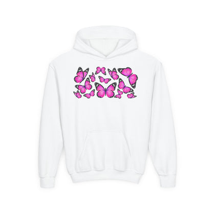 Youth Heavy Blend Hooded Sweatshirt -  Beautiful purple monarch Printify