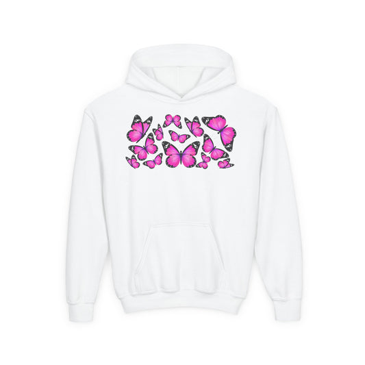 Youth Heavy Blend Hooded Sweatshirt -  Beautiful purple monarch
