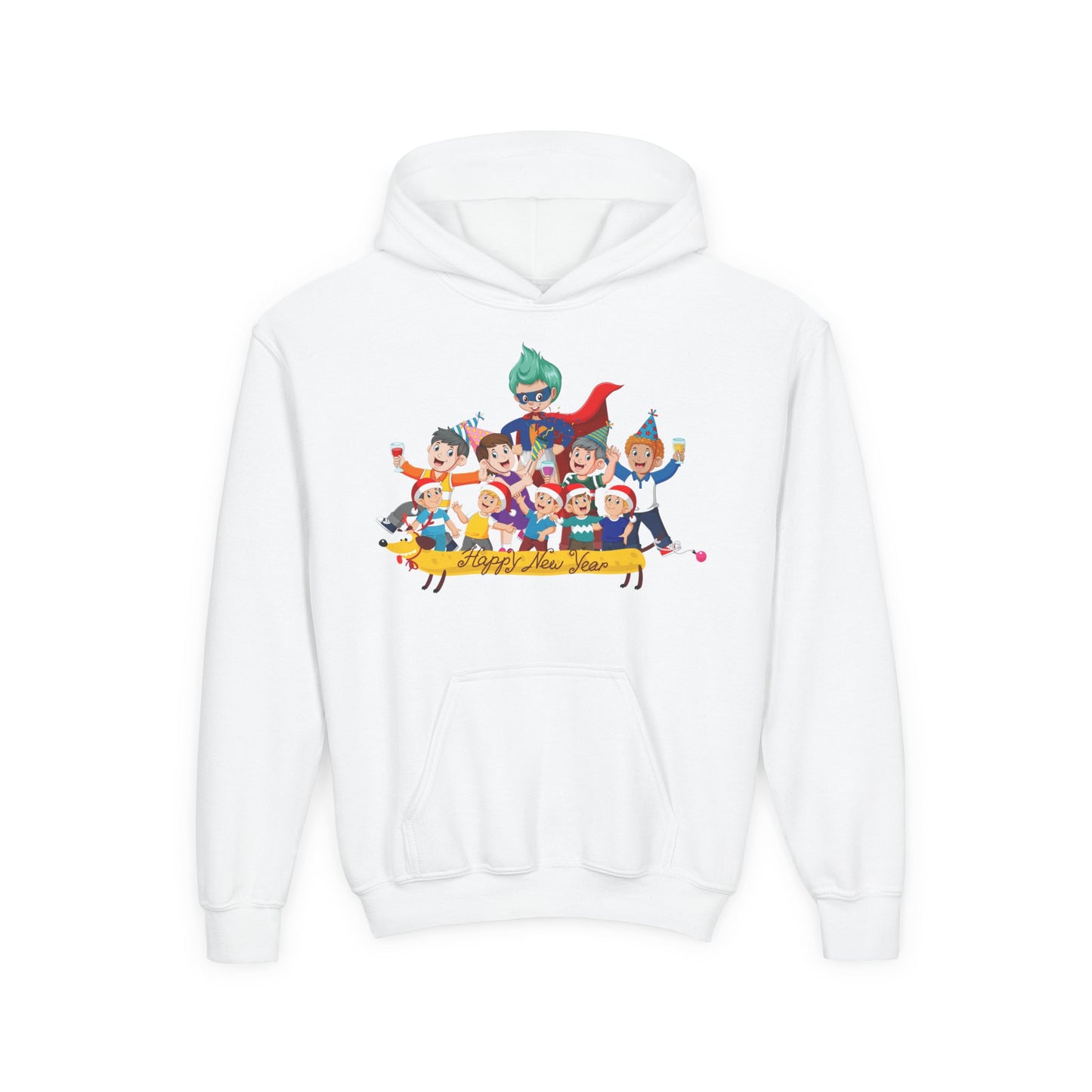 Youth Heavy Blend Hooded Sweatshirt - Happy new year with friends