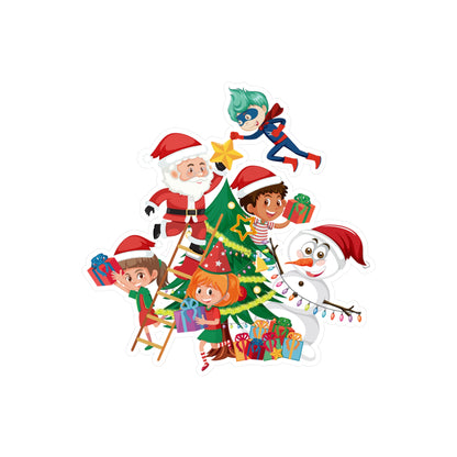Christmas Kiss-Cut Vinyl Decals – Super kiddo making christmas tree - [[{"value":"Wonderwear Kid"}]]