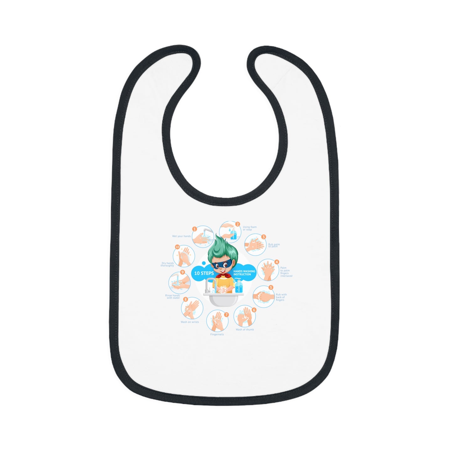 Baby Bib - Super kiddo hand washing steps