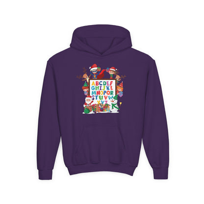 Youth Heavy Blend Hooded Sweatshirt - Christmas alphabet with super kiddo - [[{"value":"Wonderwear Kid"}]]