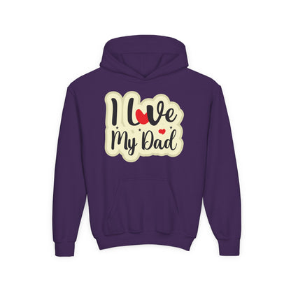 Youth Heavy Blend Hooded Sweatshirt - i love my dad Printify