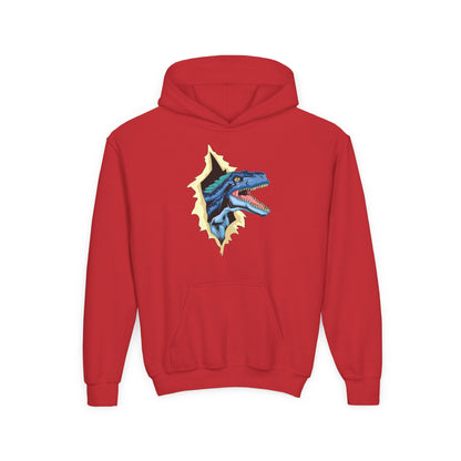 Youth Heavy Blend Hooded Sweatshirt -  Utah raptor dinosaur Printify