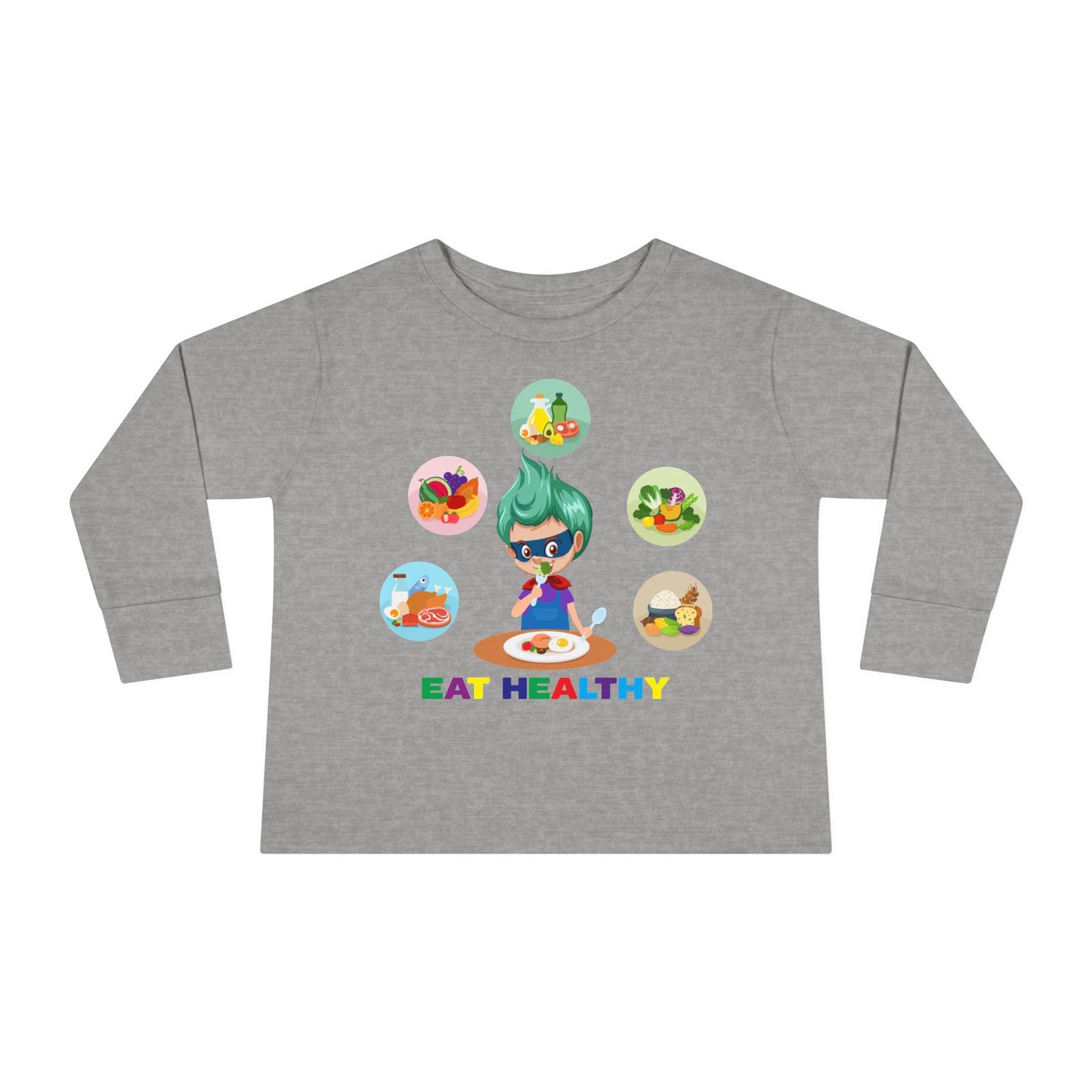 Toddler Long Sleeve Tee - Supper kiddo showing healthy food to eat - [[{"value":"Wonderwear Kid"}]]
