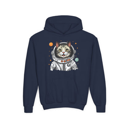 Youth Heavy Blend Hooded Sweatshirt - Astronaut cat Printify