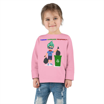 Toddler Long Sleeve Tee - Super kiddo taking trash out - [[{"value":"Wonderwear Kid"}]]