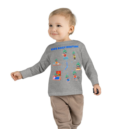 Toddler Long Sleeve Tee - Super kiddo daily routine - [[{"value":"Wonderwear Kid"}]]