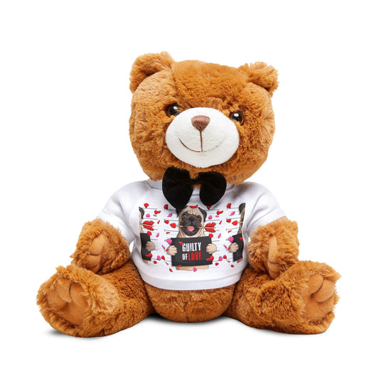 Teddy Bear with T-Shirt - Valentines -  Pug Guilty of love - [[{"value":"Wonderwear Kid"}]]