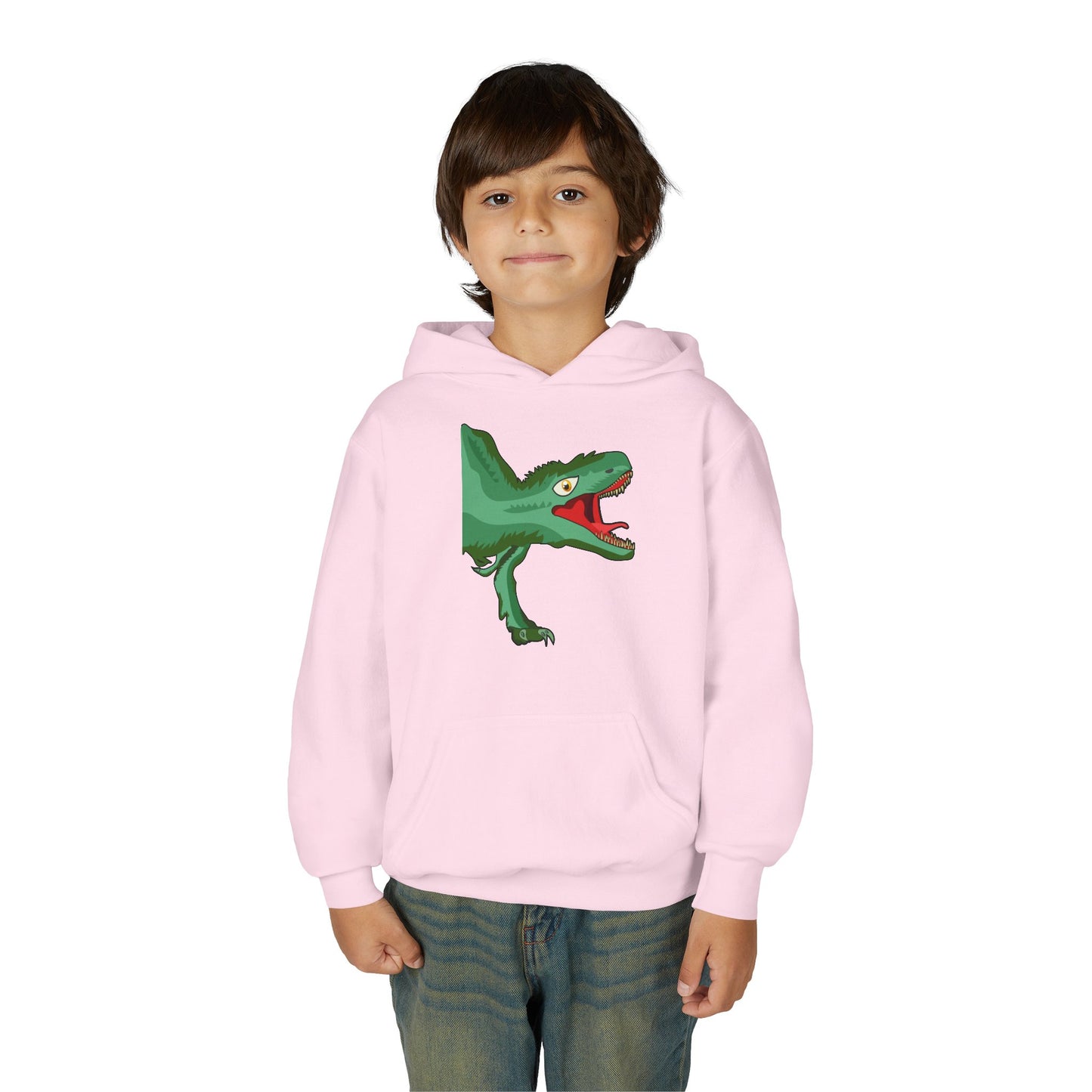 Youth Heavy Blend Hooded Sweatshirt -  Tyrannosaurus hunting
